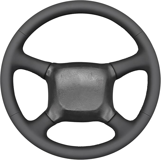 MEWANT DIY Black Smooth Genuine Leather Steering Wheel Cover for Chevy Silverado 1500 Astro Blazer C/K Kodiak S10 Tahoe