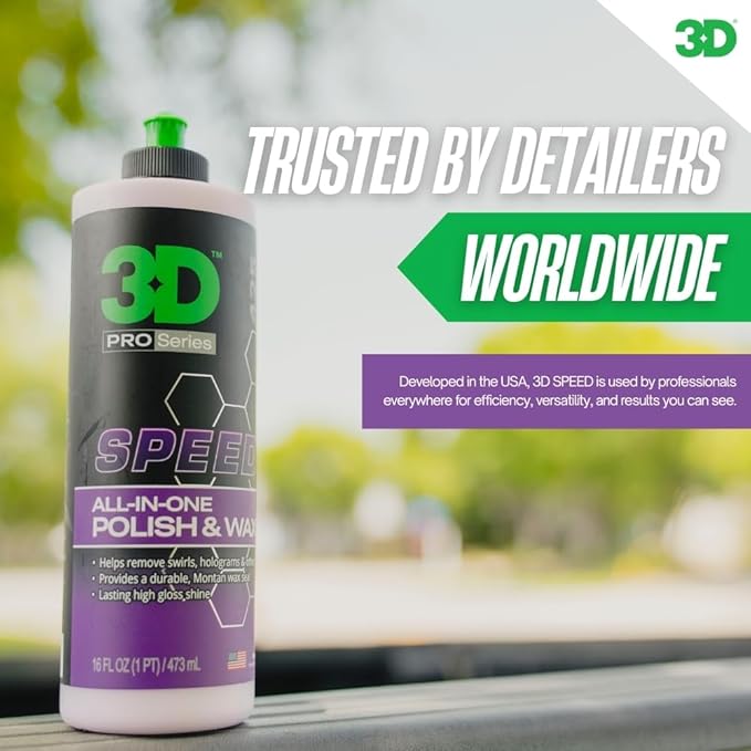 3D Speed All-In-One Polish & Wax – Scratch & Swirl Remover, Clear Coat Safe Paint Sealant – High Gloss Finish, Easy Application – 16oz – Made in USA