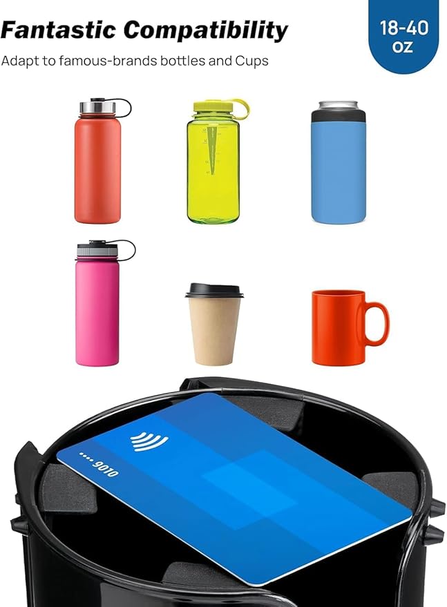 JOYTUTUS Cup Holder Expander, Expandable Insert Extender, Adapt Most Regular Cup Holder for Car 18-40oz (3.4-3.8 Inch), Hydro-Flask, Yeti, Nalgene (16 40 Oz) Large Water Bottles