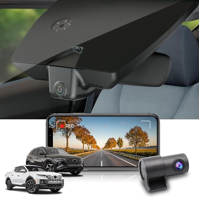 Fitcamx Front 4K+Rear 1080P Dash Cam Adapts for Hyundai Santa Cruz & Tucson 2022-2026 (Part NO#N9000), Integrated OEM Look, D