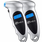 PINKJOY Digital Tire Pressure Gauge 2 Pack 150 PSI, 4 Settings, Tire Gauge for Car, Truck, Motorcycle, Bicycle with Backlit LCD and Non-Slip Grip (Silver)
