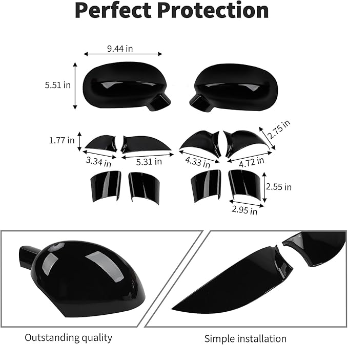 Voodonala for Challenger Rearview Mirror Cover Side Mirror Trim Shell Cover Decoration Trim for 2009-2025+Dodge Challenger Exterior Accessories,10pcs ABS Black