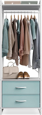 Sorbus Premium Cothing Rack with Drawers - Heavy Duty Wardrobe Closet with Metal Frame & Wooden Top - 70Inch Tall Garment Rac
