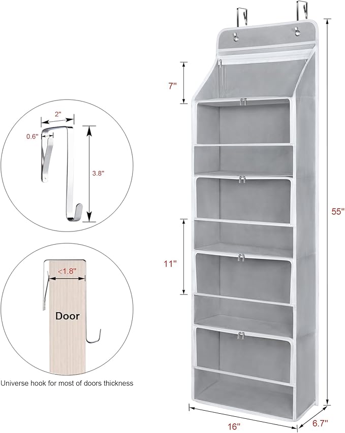 Univivi Hanging Yarn Storage Organizer with 5 Zipper Closure Compartments, Large Capacity Knitting Organizer Storage, Over th