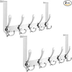 TICONN Over The Door Hooks, 5 Heavy Duty Tri Coat Rack All Metal Coat Hanger for Bathroom Bedroom Dorm (Chrome, 2PK, Fit 1-3/