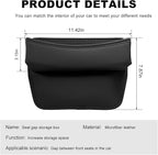 Large Capacity Car Seat Gap Filler Organizer, Leather Car Front Seat Slot Storage Box Keeps Car Tidy, Portable Car Seat Gap Filler with 2 Charge Holes for Phones Glasses Keys Cards (Black)