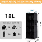 2 Packs Hanging Closet Organizer, 4-Shelf Closet Organizers and Storage with Side Pockets, Collapsible Hanging Shelves for Cl