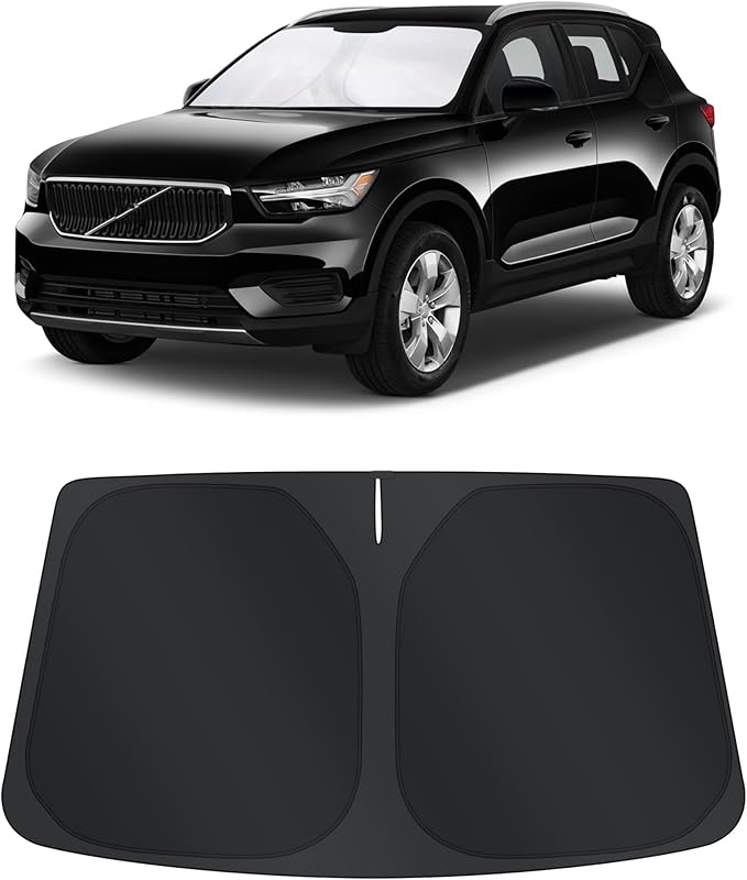 TINGLU Sun Shade for Volvo XC40 2019-2024 2025 2026 Accessories Windshield Sun Shade Window Shade UV Rays Protection Sun Visor Cover with Steering Wheel Sunshade Storage Bag