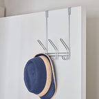 iDesign Classico Metal Over the Door Organizer, 3-Hook Rack for Coats, Hats, Robes, Towels, Jackets, Purses, Bedroom, Closet,