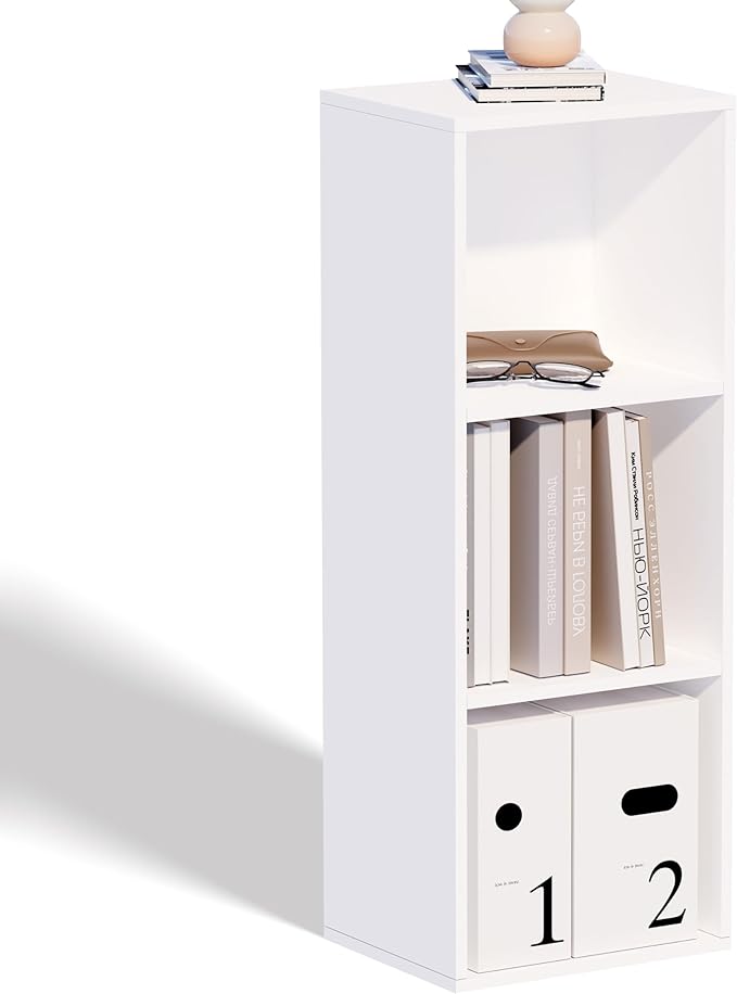 3 Cube Storage Organizer,Wooden 3-Tier Open Shelf Bookshelf,Versatile Storage Cubes for Living Room，Bedroom,Home Office, (Whi