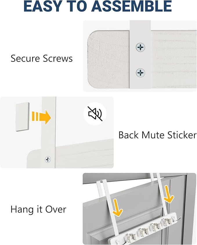 Lorbro Broom Holder Door Mount, Over the Door Broom and Mop Holder with 2 Over Door Hooks, Wood Broom Hanger, Tool Rack Organ