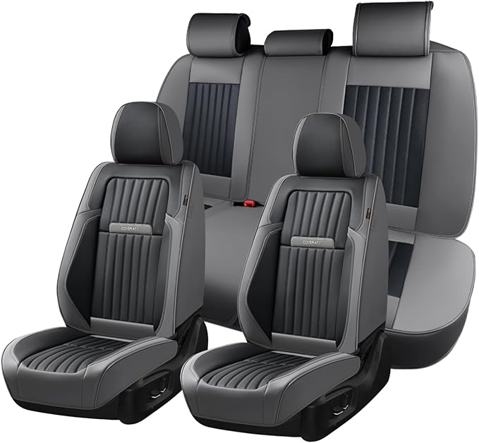 Coverado Car Seat Covers Full Set, Seat Covers for Cars, Car Seat Cover, Car Seat Protector, Leather Car Seat Cushion, Waterp