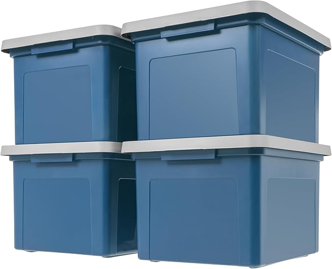 IRIS USA File Box Plastic File Organizer for Letter/Legal File, Document Box, Durable Storage Bin Tote with Secure Latching L
