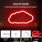 iNextStation 12V Red LED Strip Lights 16.4FT, Flexible Silicone Neon Rope Light with Power Adapter, Waterproof, Cuttable, Dimmable & Linkable, LED Lights Strip for Bedroom, Cabinet, Kitchen(with Plug)