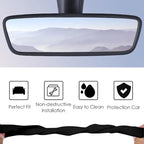 2PCS Protector Trim Frame Compatible with Tesla Model 3 Y 2020-2024 2025 2026 Screen Edge Frame Rearview Mirror Cover Interior Decorations Center Console Decor Highland Juniper Accessories Set (Black)