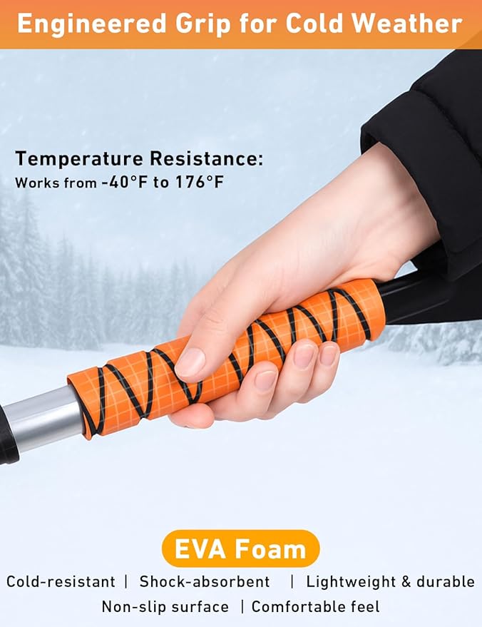 EcoNour 27" Car Snow Brush and Ice Scraper (2 Pack) | Aluminum Snow Scraper for Cars with Ergonomic Foam Grip | Scratch-Free Windshield Ice Scraper and Snow Remover for Cars and SUVs