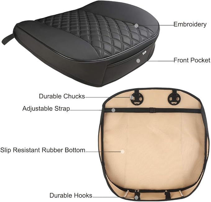 Black Panther PU Car Seat Cover, Front Seat Protector Compatible with 90% Vehicles,Embroidery,Anti-Slip & Full Wrapping Botto