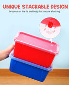 GAMENOTE 6 Quart Storage Bins with Lids,12 Pack Rainbow Plastic Latching Box for Classroom&Kids Toy Storage Opaque Stackable 