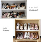 4 Pcs Stacking Shoe Organizer for Shelf 10 x 8.7 in – Double Layer Space Saving Shoe Dividers for Shelves – Footwear Riser fo