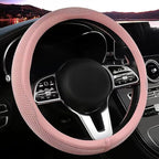 LKWLIKEI Car Steering Wheel Cover, Universal 15 inch, The Latest Microfiber Leather Breathable Technology Fabric, Non-Slip, C