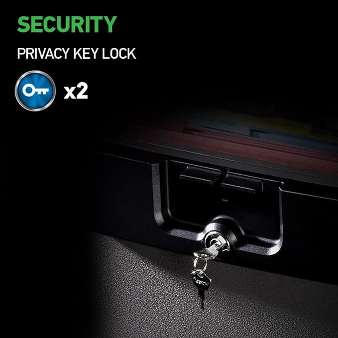 SentrySafe Black Fireproof and Waterproof Safe, File Folder and Document Box with Key Lock, Ex. 14.3 x 15.5 x 13.5 inches, HD