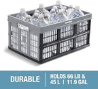 CleverMade Collapsible Utility Crates 45L (3 Pack) – Foldable Plastic Crates with Heavy Duty 66 lb Capacity, Collapsible Crat