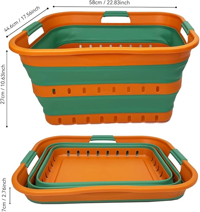 SAMMART 42L (11 gallon) Collapsible Plastic Laundry Basket - Foldable Pop Up Storage Container/Organizer - Space Saving Hampe