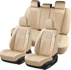 Coverado Front and Back Seat Covers for Cars, Automotive Seat Covers for Trucks, Nappa Leather Car Seat Covers, 5 Seats Water