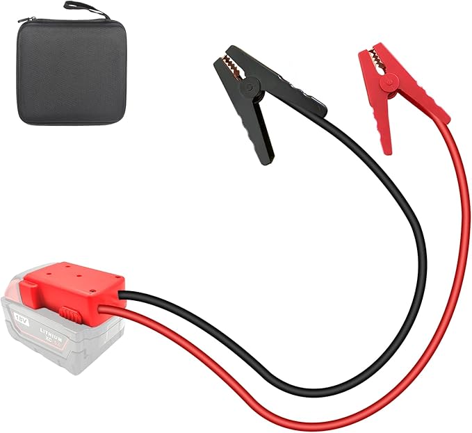 Jumper Cable Clamps for Milwaukee M18 18V Battery Jump Starter, 2.0FT 8AWG Car Battery Jumper Cable with Adapter, Automotive Battery Booster Cable for Tools used to Jump Start a Car