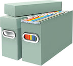 File Organizer Box with Lid & Handle, Thickened Cardboard Hanging File Folder Storage Boxes for Letter Size, Portable Filing 