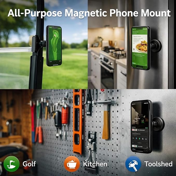 Magnetic Phone Holder for Gym, 360° Rotation Adjustable Strong Magnets, Gym Accessories, Phone Mount to Metal Surfaces, Gym Essentials for Men and Women