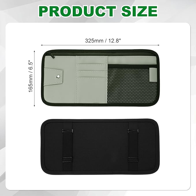 PATIKIL 1Pcs Car Sun Visor Organizer, 12.8 x 6.5 Inch PU Leather Vehicle Storage Pouch Holder for Sunglasses Card Pen Driver License Car Accessories, Gray