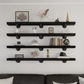 Industrial Pipe Wall Wood Shelves,Real Wooden Shelves 48" Modern Floating Shevles for Wall Bookshelf Shelving Units for Rusti