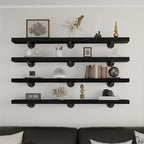 Industrial Pipe Wall Wood Shelves,Real Wooden Shelves 48" Modern Floating Shevles for Wall Bookshelf Shelving Units for Rusti