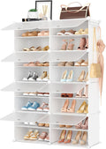 Shoe Rack 8 Tier Shoe Storage Cabinet with Door 32 Pair Tall Shoes Rack Organizer Free Standing Expandable Stable Plastic Eas