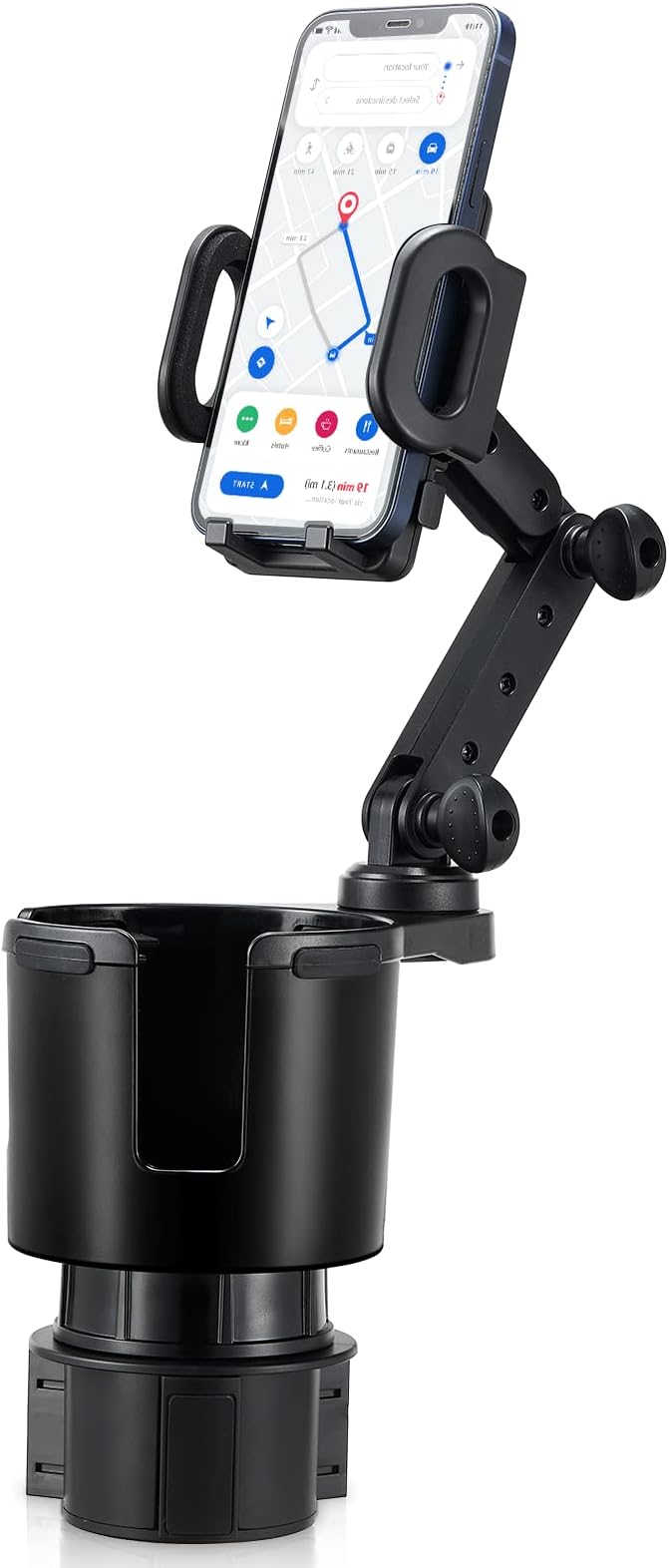 This Hill Car Cup Holder Expander 2-in-1 with Adjustable Base & 360° Rotating Phone Mount, Compatible with iPhone 17 Pro Max 