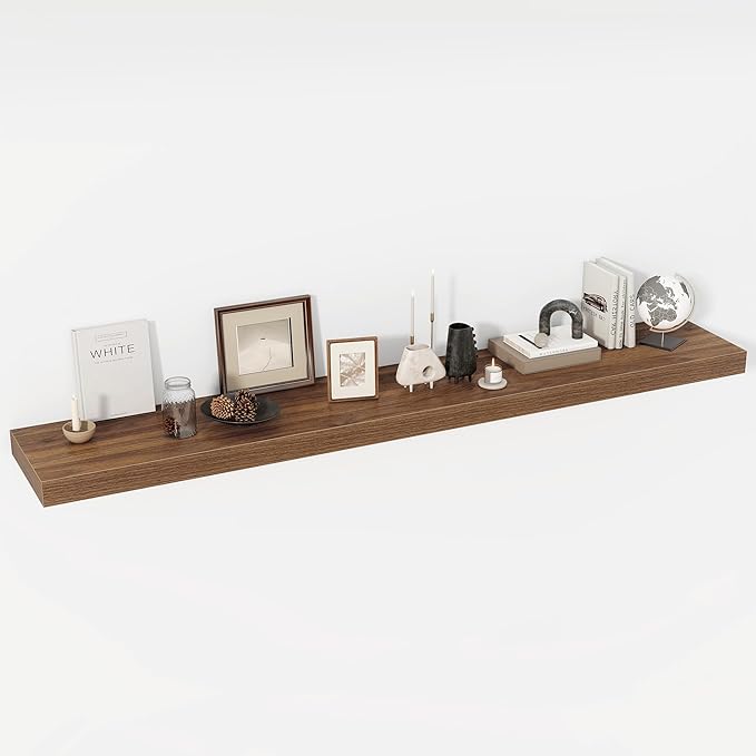 72 Inch Floating Shelves, 12" Deep Floating Shelf Wall Mounted, 72" Wall Shelves, Rustic Deep Bookshelf, Extra Deeper & Thick