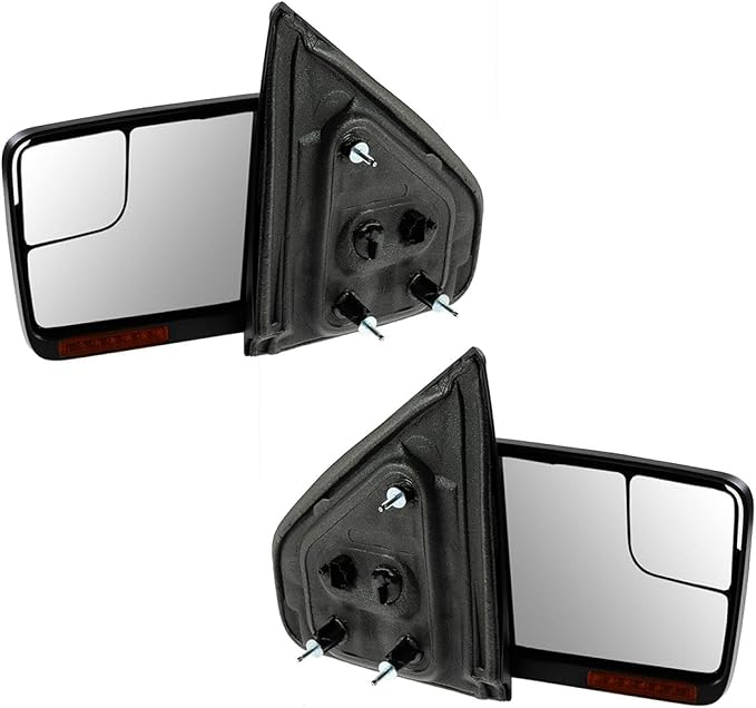 TRQ 6 Piece Driver and Passenger Side Mirror Assembly Set Electric Adjustment Heated Memory LED Turn Signal Black & Chrome Co