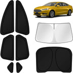 KUST Car Window Shades for 2013-2021 Ford Fusion Accessories Windshield Sun Shade Side Rear Window Covers Sunshade Privacy Protection for Camping Blackout UV Block Full Set 8PCS