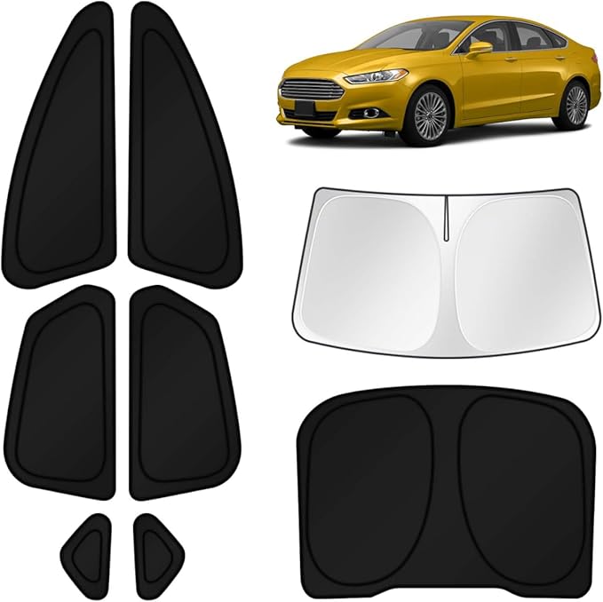 KUST Car Window Shades for 2013-2021 Ford Fusion Accessories Windshield Sun Shade Side Rear Window Covers Sunshade Privacy Protection for Camping Blackout UV Block Full Set 8PCS