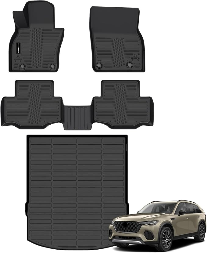 Auxko All Weather Floor Mats Cargo Mat Fit for 2026 2025 Mazda CX-70 & CX70 PHEV TPE Liners Mazda CX70 Accessories All Season Guard Odorless Anti-Slip Floor Mats Trunk Liner