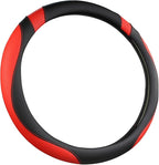 West Llama Customized Auto Car Steering Wheel Cover for Dodge RAM 1500 2500 3500, 15.5-16 inch (Black+Red-Large Size)