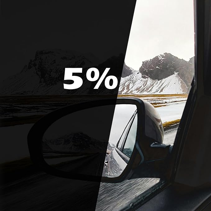 XhuangTech Window Tint Car 5% VLT, 35" in x 15' Ft Ceramic Tint Film for Car Windows, Heat Blocking, UV/IR & Glare Protection, Blackout Privacy, Scratch Resistance