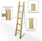 Fully Assembled Wood Ladder for Blankets, 5-Layer Structure Towel Rack, Farmhouse Style, Durable and Convenient Throw Blanket