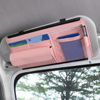JEYODA Car Sun Visor Organizer Auto Car Visor Pocket and Interior Accessories Car Storage Organizer with Multi-Pocket Net Zippers (Style 2-Pink) 1942