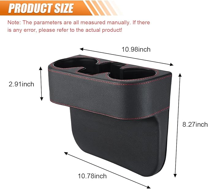 Car Cup Holder, PU Leather Car Seat Gap Filler Organizer Cup Drink Holder, Multifunctional Coin Bucket Cell Mobile Phone Hold