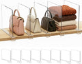 SortNStore Shelf Dividers Purse Organizer for Closet: 8-Pack Acrylic Bag Storage Organizer for Handbags, Clutches, Clothes, S
