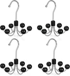TOPIA HANGER Hoodie Hangers 4-Pack with 6 Wood Balls, 360°Swivel Purse Hanger, Scarf Hanger, Closet Hooks, Handbag Organizer,