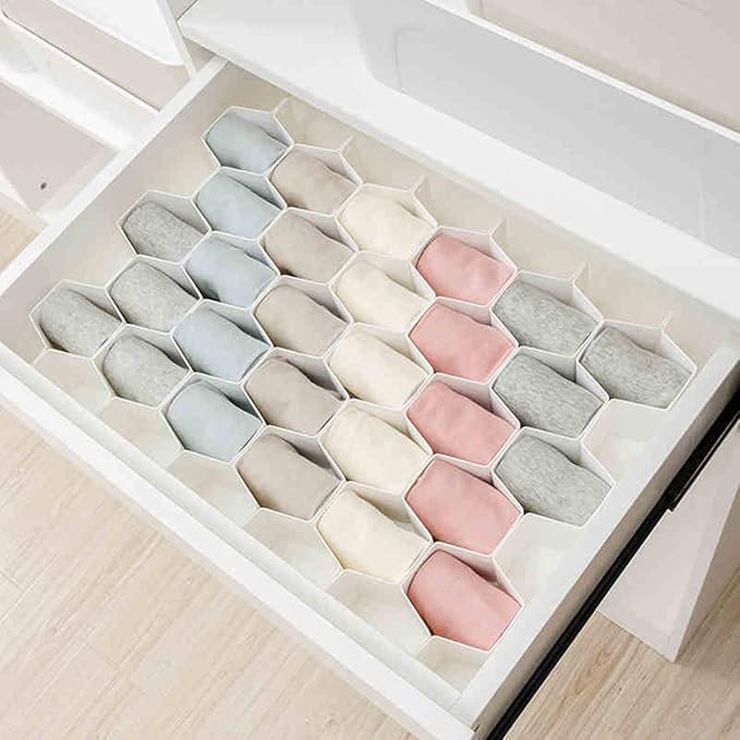 Foraineam 3 Pack Honeycomb Drawer Organizer Plastic Partition Cabinet Clapboard Storage Boxes Closet Organizer Drawer Divider