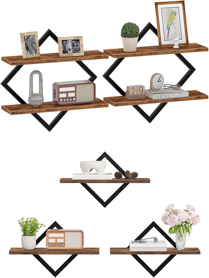 Floating Shelves Bundle, Wall Shelves, Hanging Shelves, Wall Mounted Shelves, for Living Room, Bedroom, Kitchen, Office, Stud